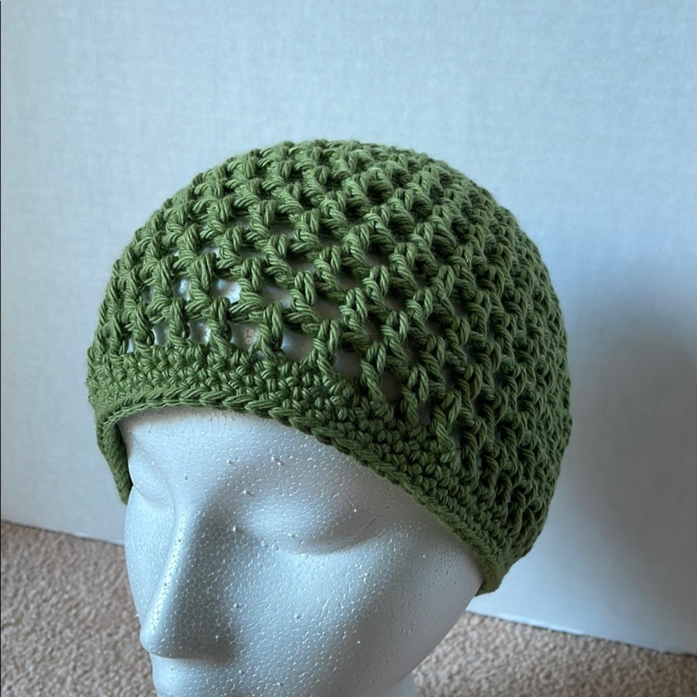 Green Crochet mesh Beanie